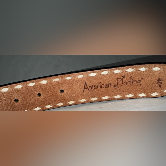 American Darling Hand Tooled Genuine American Leather Belt Beautiful Flowers - Picture 6 of 7